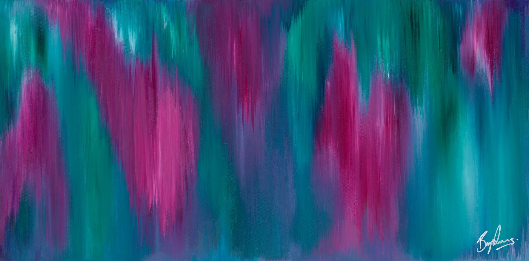 Frequency Cool, turquoise and violet abstract wall art from the Frequency series by Brigitte Gerges