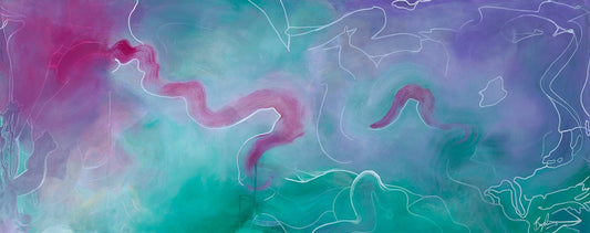 Limited edition hand-embellished print of Winter Evening, New Zealand and Australia by Lebanese-Australian artist Brigitte Gerges, aerial photograph captured at 30,000 feet